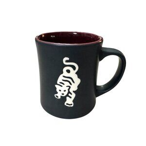 Starbucks 2012 Black Tiger Mug 16 oz Bone China Dark Red Interior Collectible Co